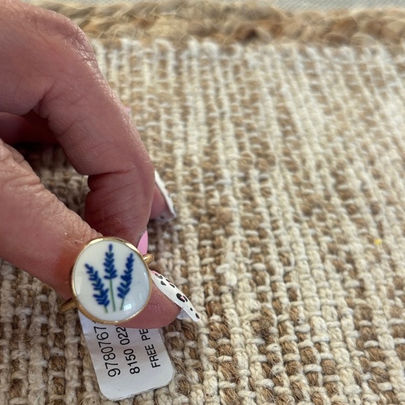 Free People Gold Ring with Blue Leaf Accent - Picture 2 of 6